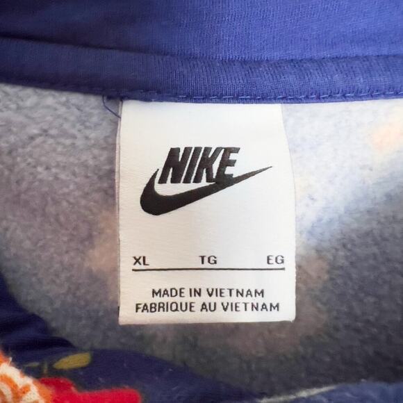 Nike Flower UFO lLub Hoodie XL Sweatshirt Blue Drawstring Embroidered Mushroom - Picture 10 of 10